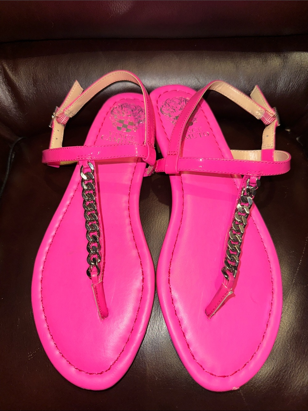 Vince Camuto Hot Pink Leather Thong Sandals